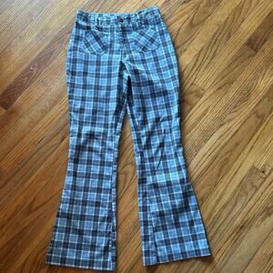 Y2K Cute Limited Too Blue Plaid Wide-Leg Pants – Girls Size 7 Trendy